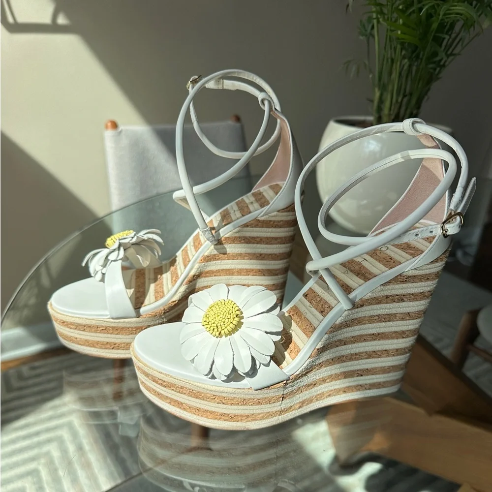 Sophia Webster Margarita 140MM Leather Cork Wedge Sandals 38 - Picture 3 of 9